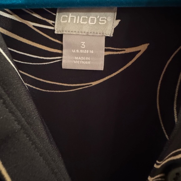 Chico’s A-line 3/4 black print dress size 3 (14-16) - Picture 4 of 5